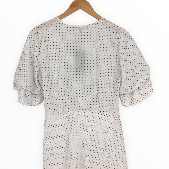 19 Cooper White Polka Dot Faux Wrap Dress Flutter Sleeves size Small NWT *Flaw - Picture 7 of 14